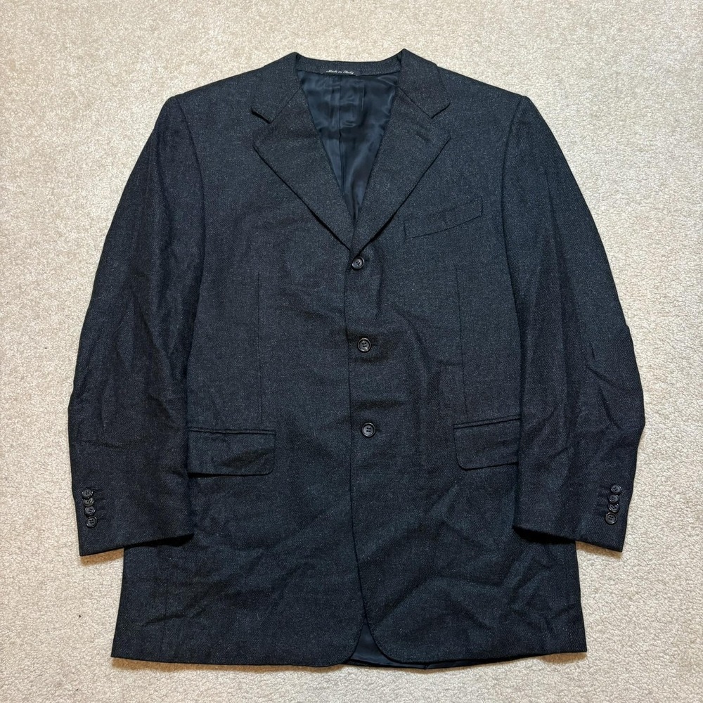 Canali Proposta Blazer Mens 52 Gray Cashmere Herringbone Tweed Sport Coat Italy